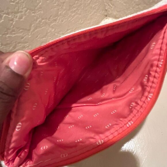 Christian Dior Beauty Terry Cloth Makeup Bag White Coral Stripe Cosmetic Pouch - Picture 4 of 7